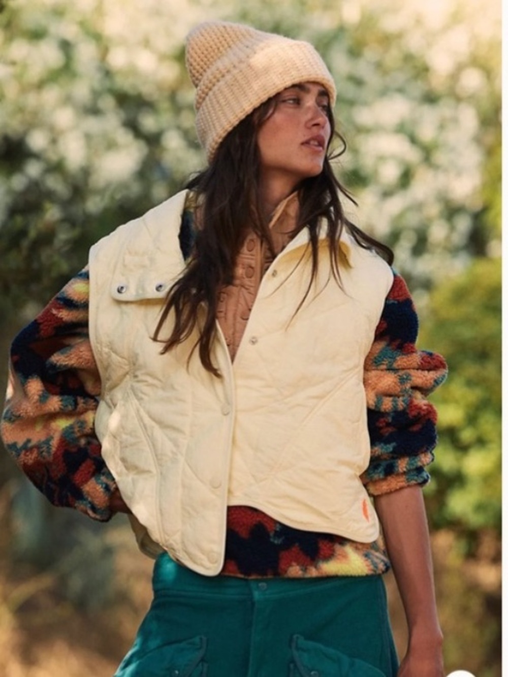 Free People FP Movement Quinn Quilted Puffer Vest - Cream/Sail. Size XS.